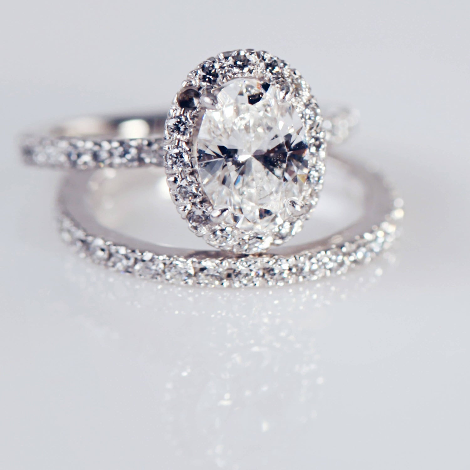 Oval Diamond Micro-Pave Set Cluster Ring