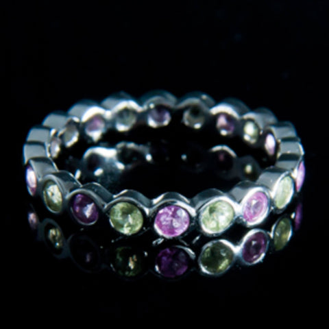 Peridot And Pink Sapphire Eternity Ring