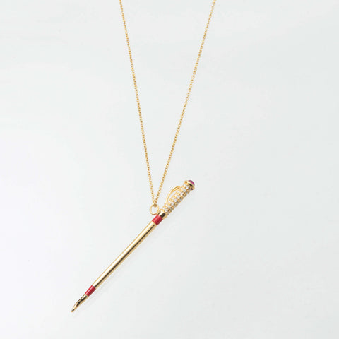 Sterling Silver And 18ct gold Whip 'Patron' Pendant With Ruby, Diamond And Enamel Handle