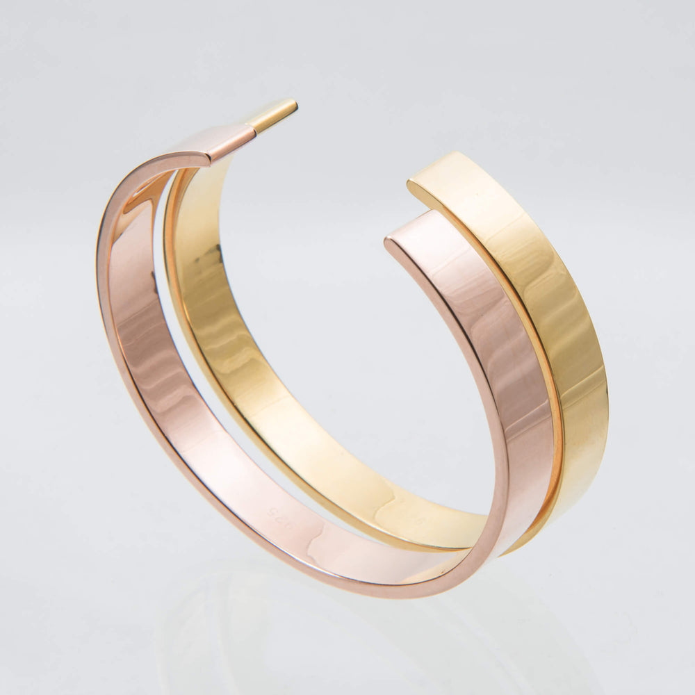 Sterling Silver and 18ct Yellow Gold Torque Bangle