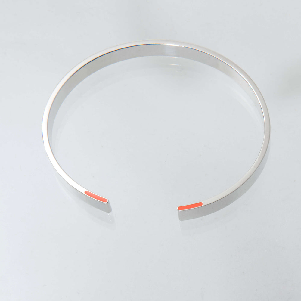 Sterling Silver and Red Enamel Men's "Backshot' Bangle