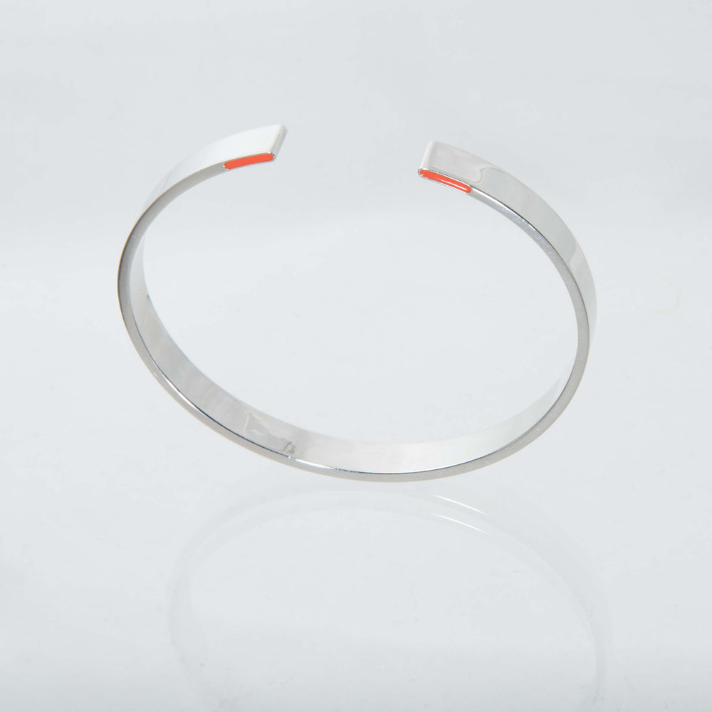 Sterling Silver and Red Enamel Men's "Backshot' Bangle