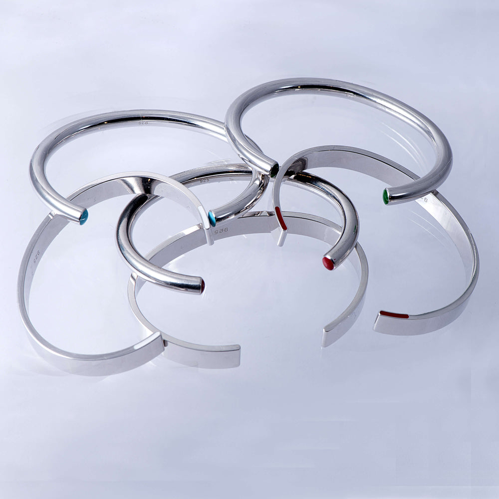 Sterling Silver and Enamel Torque Bangle