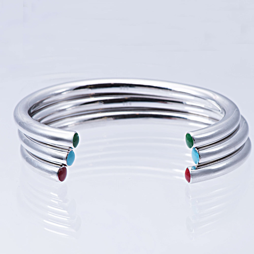Sterling Silver and Enamel Stacking Bangle