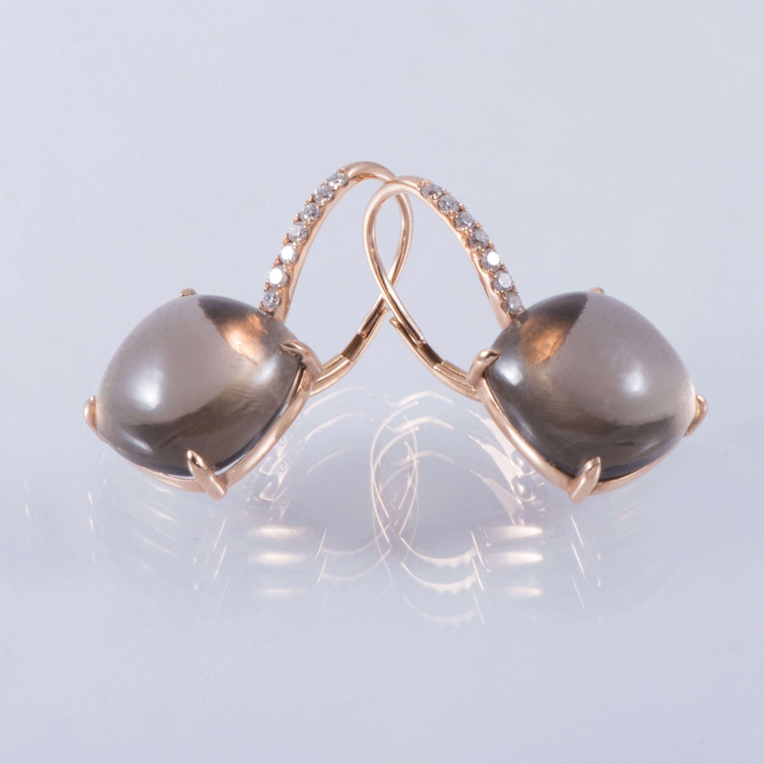 Smokey Quartz And Diamond Drop Earrings