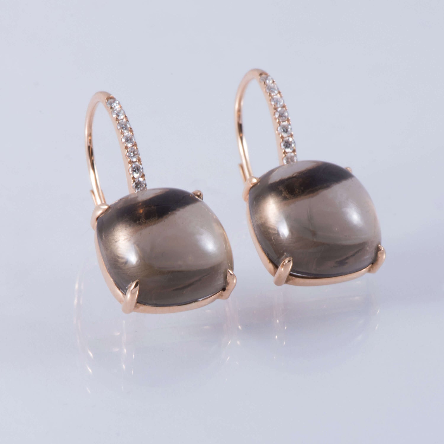 Smokey Quartz And Diamond Drop Earrings
