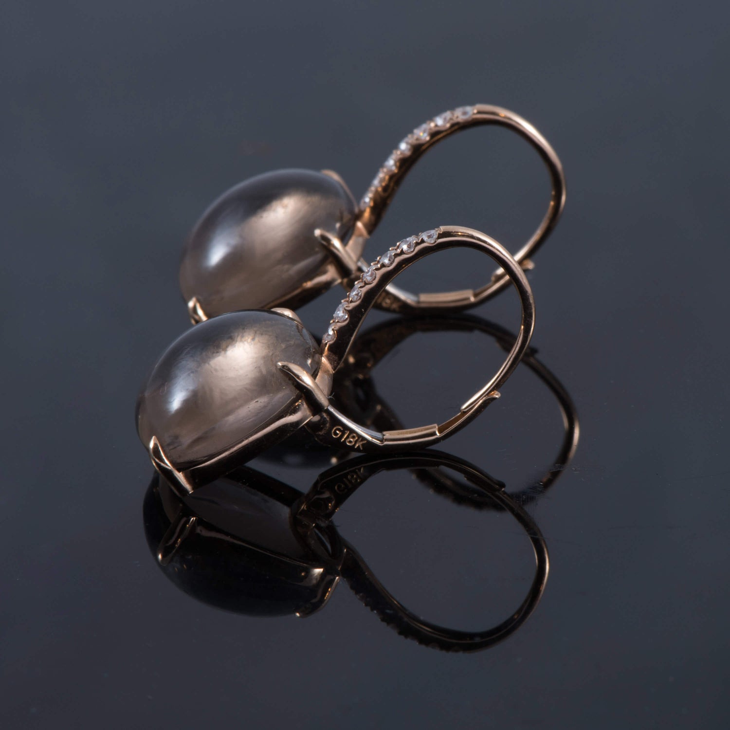 Smokey Quartz And Diamond Drop Earrings