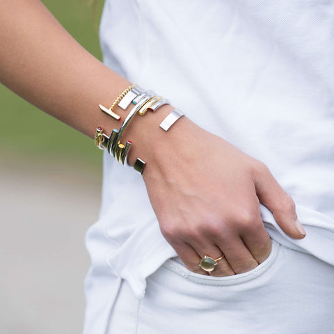 Sterling Silver and 18ct Rose Gold Torque Bangle