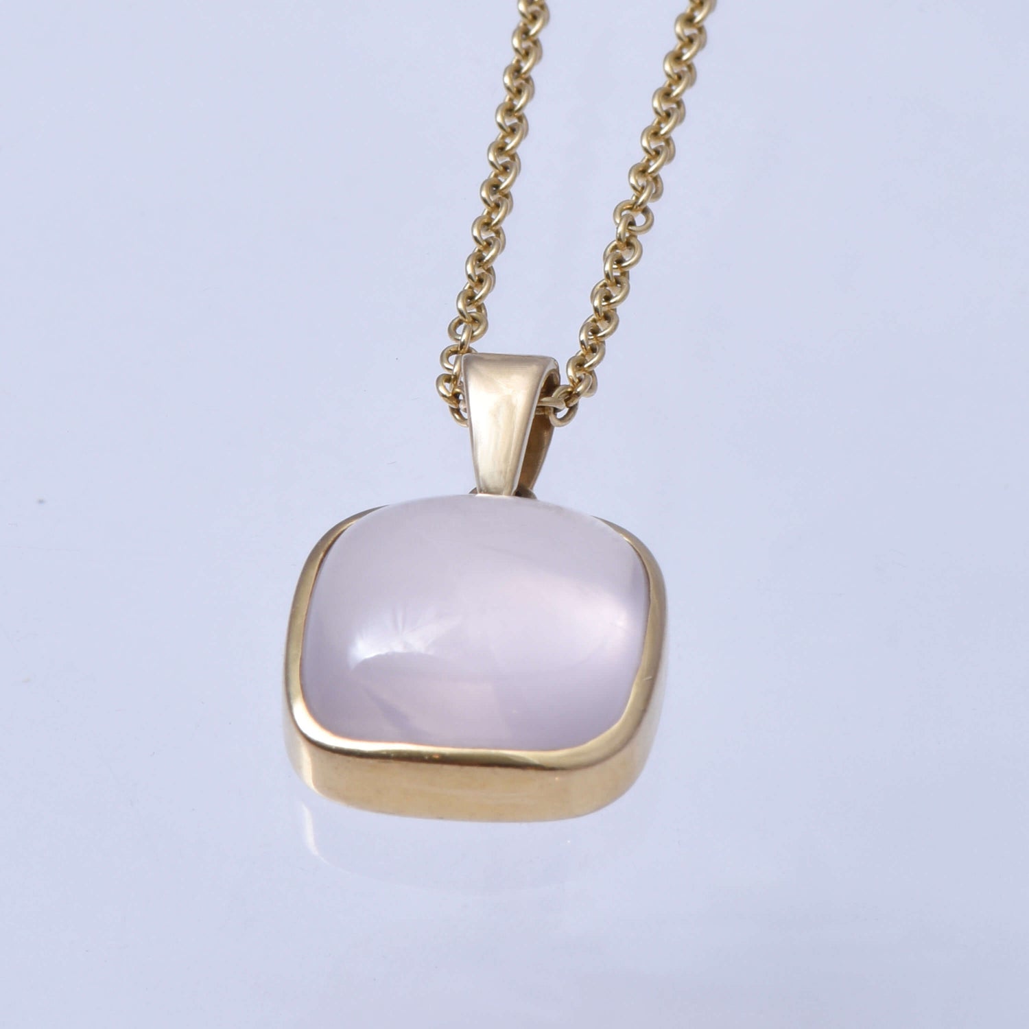 Cushion Rose Quartz Pendant