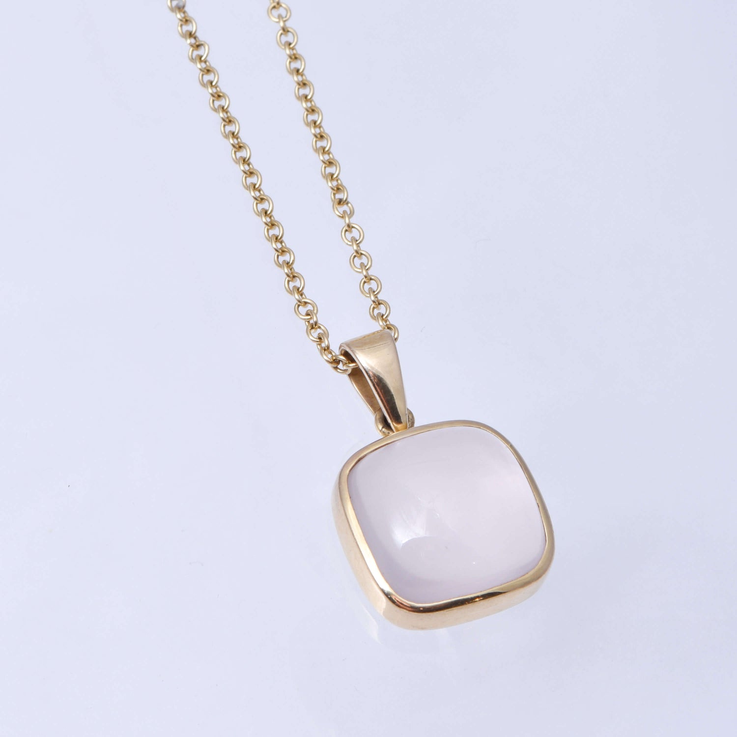 Cushion Rose Quartz Pendant