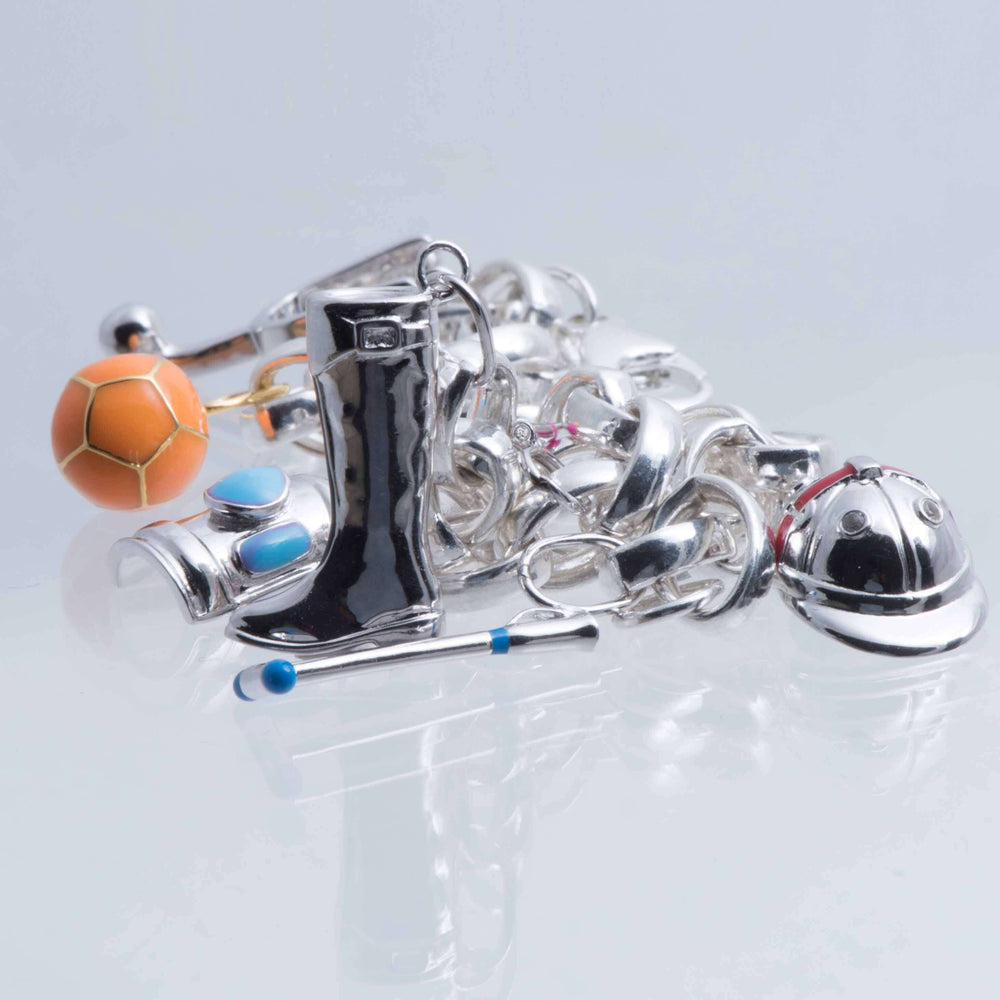Sterling Silver Polo Boot Charm With Enamel Zip