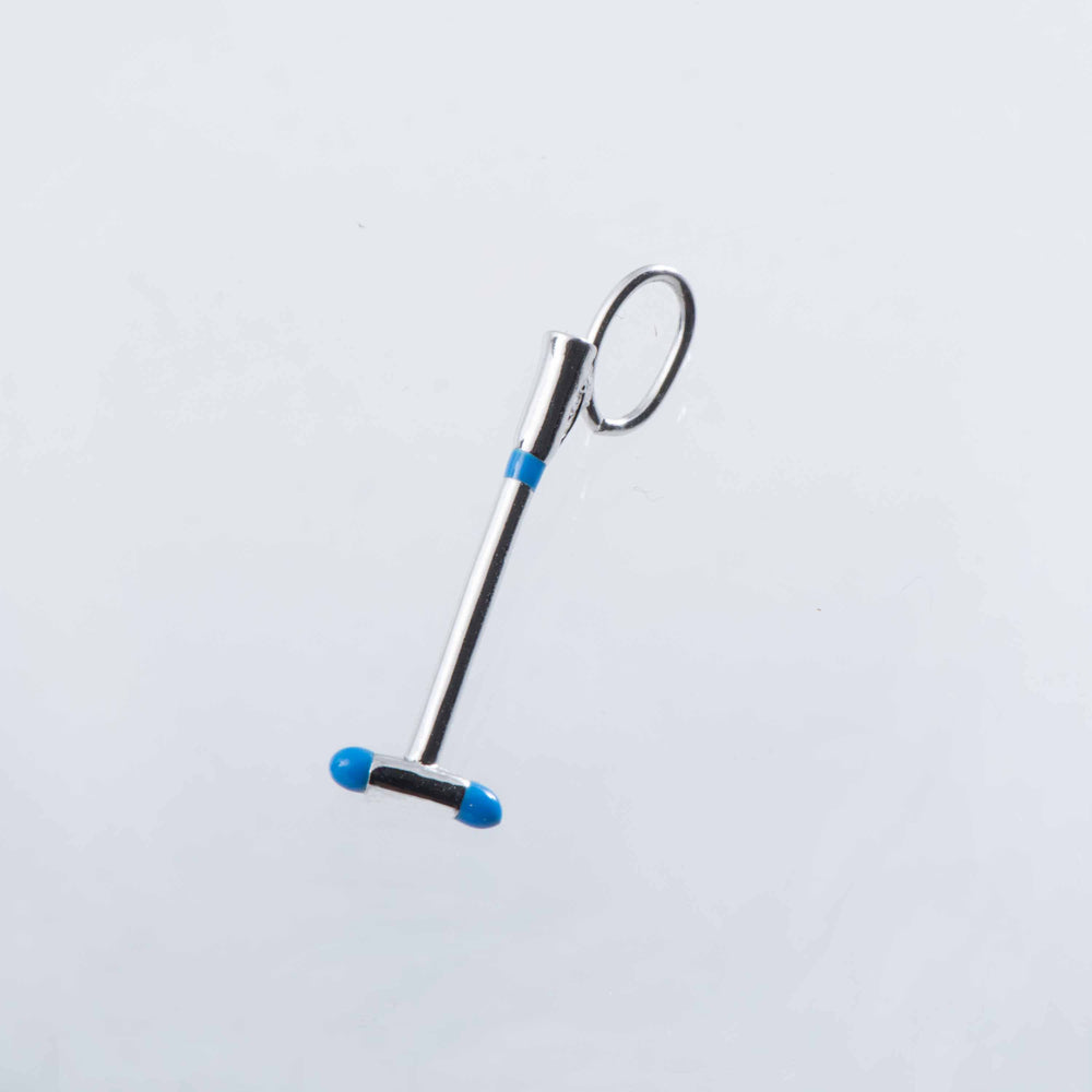 Sterling Silver and Blue Enamel 'Neck Shot' Mallet Charm