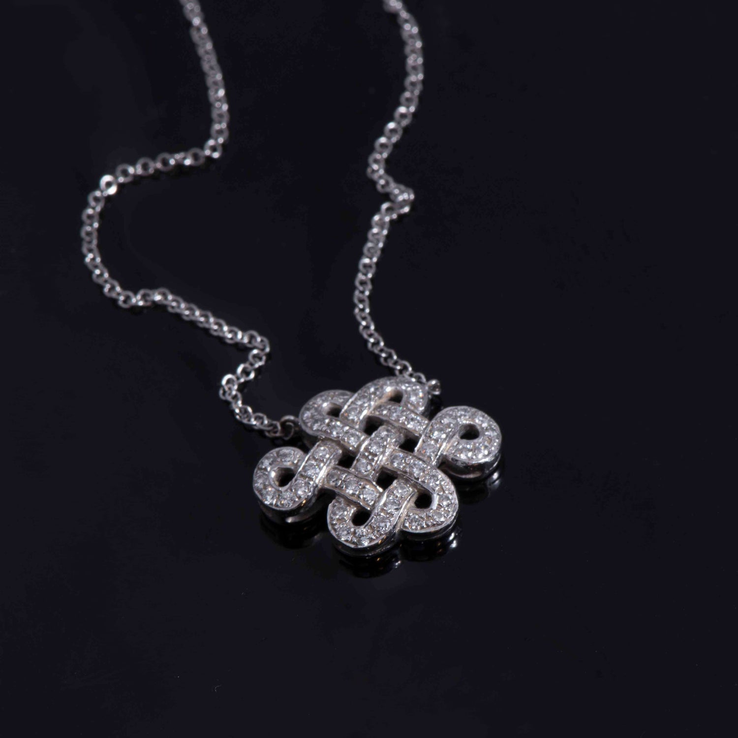 18 Karat white Gold Diamond Knot Necklace, by Staurino Fratelli - Lippa's  Jewelry