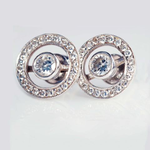 Diamond Set Halo Earrings