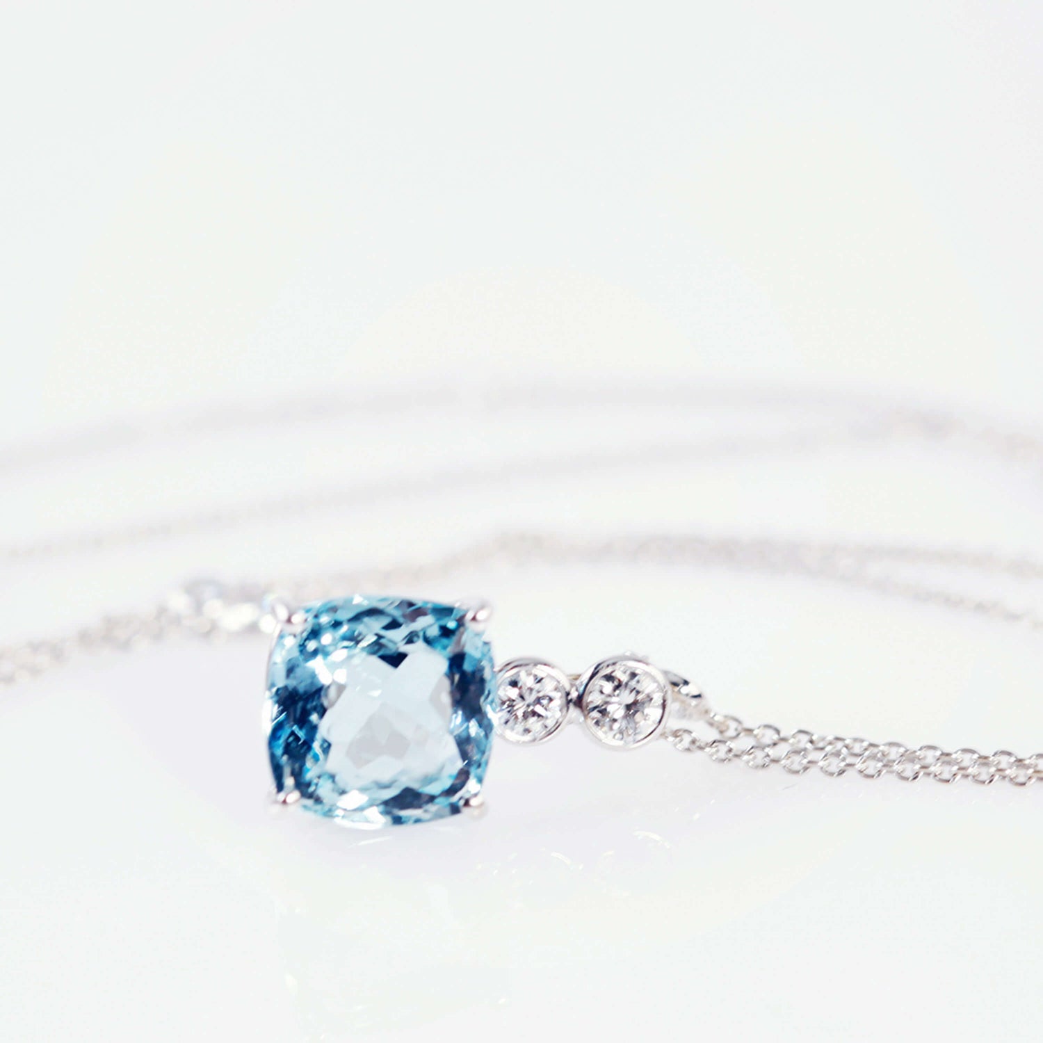 Aquamarine And Diamond Pendant