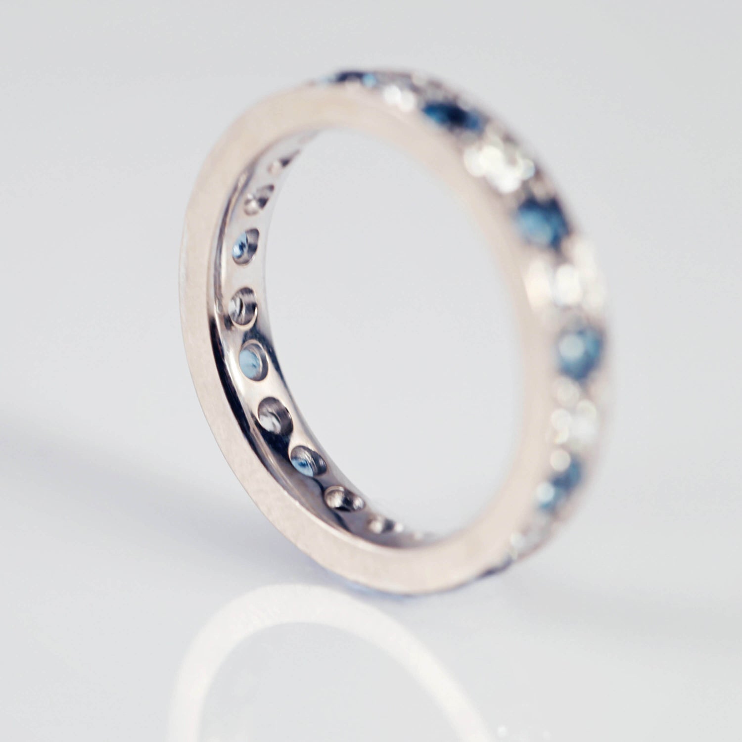 Aquamarine And Diamond Eternity Ring