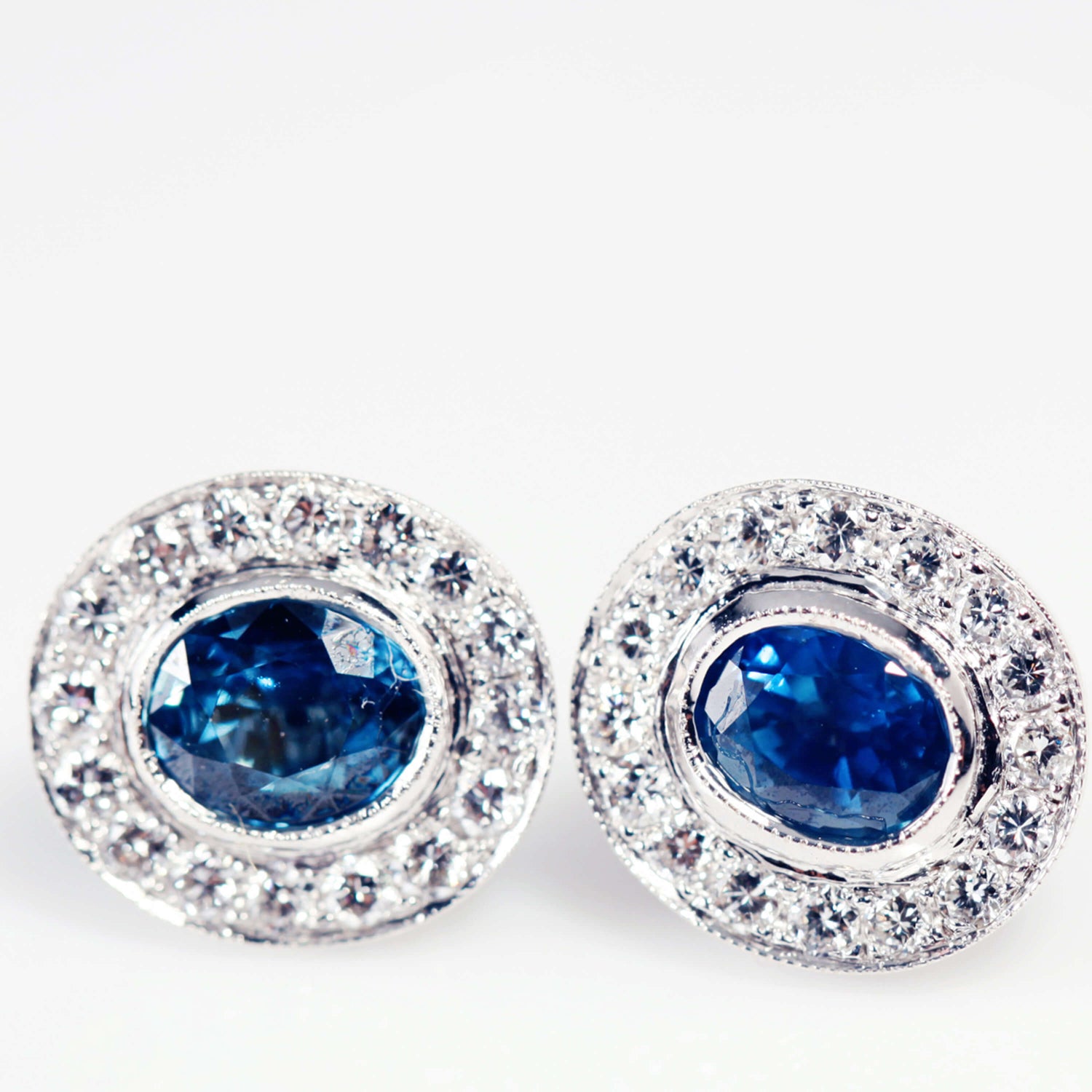 Sapphire And Diamond Cluster Earrings