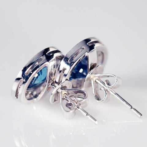 Sapphire And Diamond Cluster Earrings