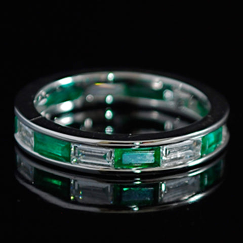 Emerald and Diamond Channel Set Eternity Ring
