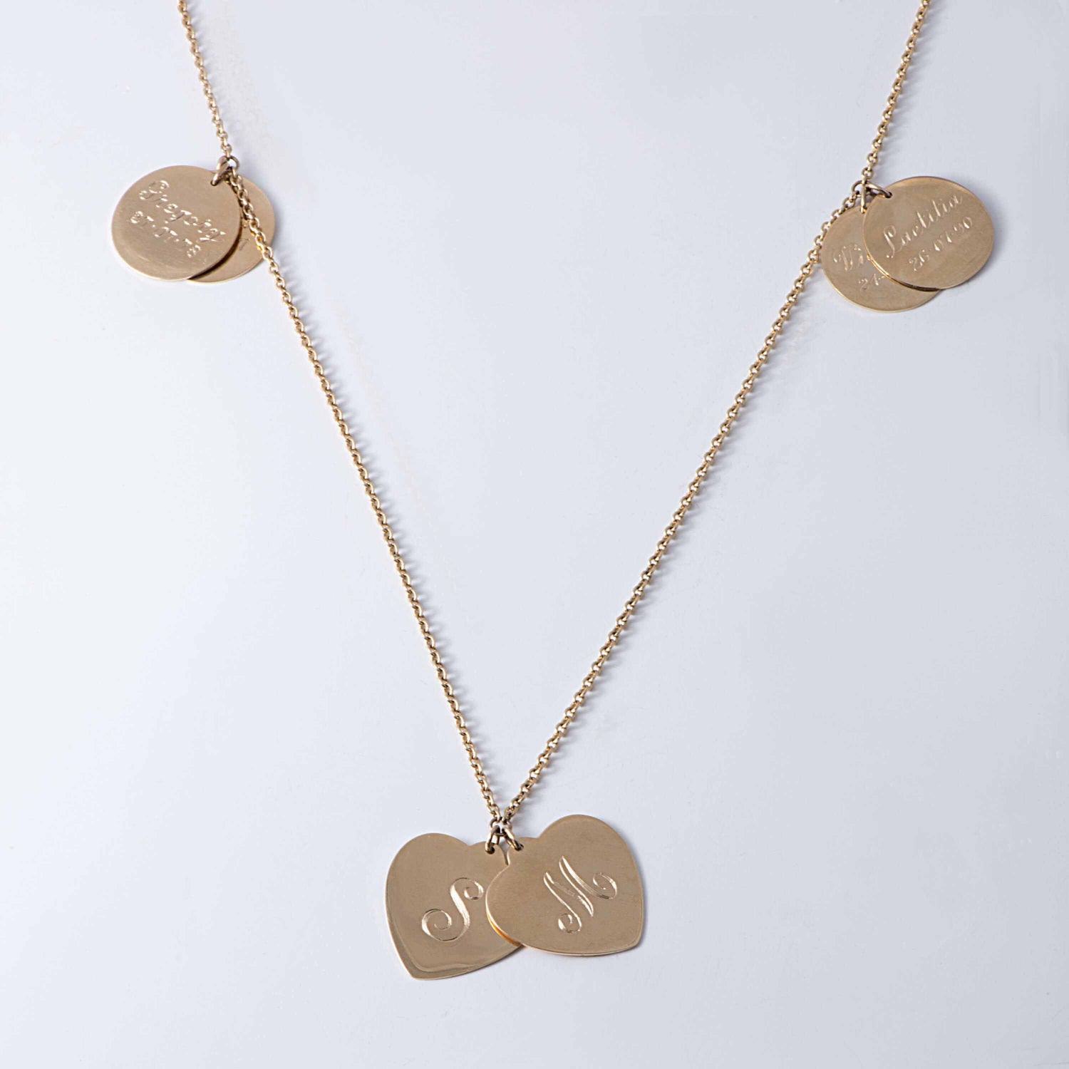 Gold Almond Multi Tag Necklace