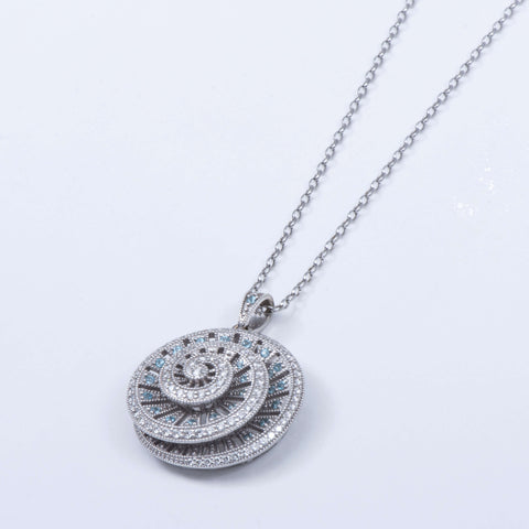 Aquamarine And Diamond Target Shell Pendant