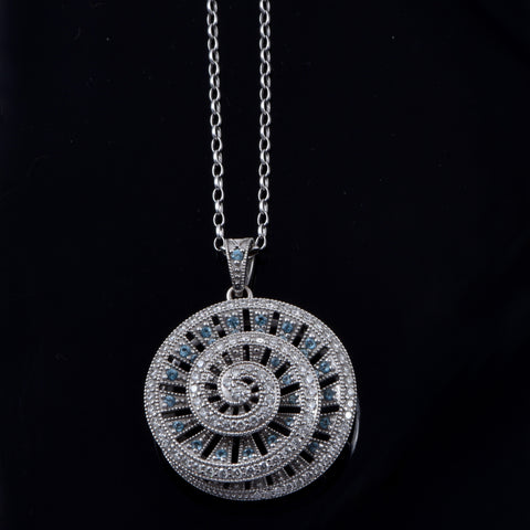 Aquamarine And Diamond Target Shell Pendant