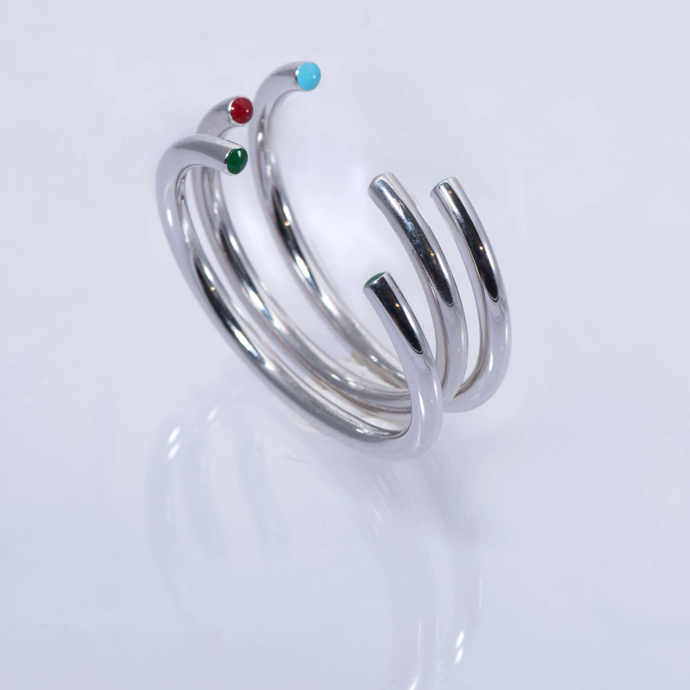 Sterling Silver and Enamel Stacking Bangle