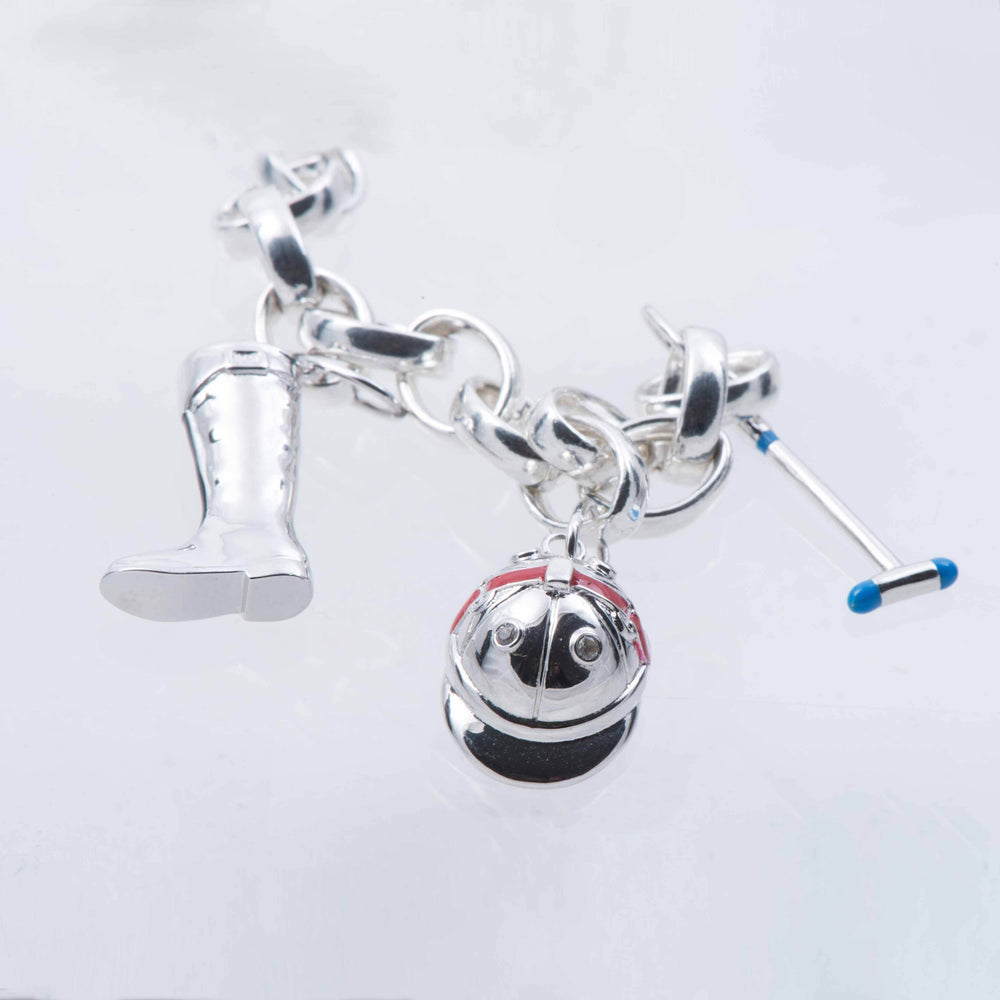 Sterling Silver And Enamel Polo Hat Charm